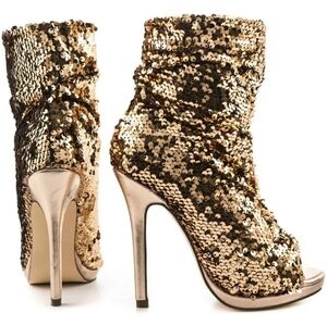 Lauren Lorraine Marlow Women's Sequin Heeled Boots Sz 5.5